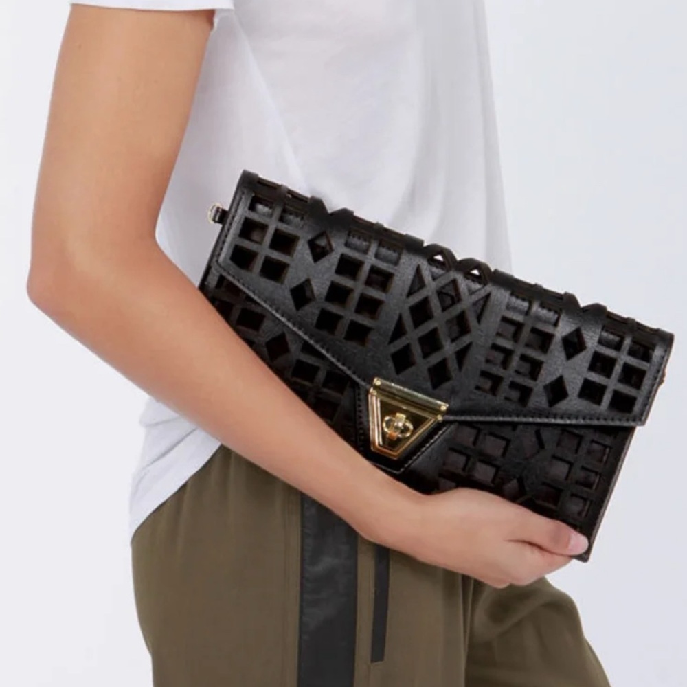 LULUS Geo du Jour Cutout Burgundy Clutch. NWOT